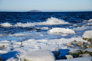 Wintry coastal scene