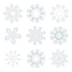 Snowflakes polygonal mosaic template collection in low poly styl