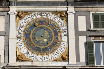 The ancient clock of Piazza della Loggia in Brescia