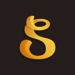 S letter logo in golden shining style.