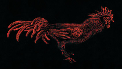 Rooster - pastel drawing, poster, wallpaper. 