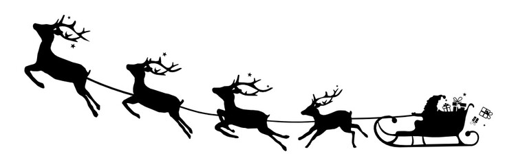 Hirsche mit Weihnachtsmann auf Schlitten