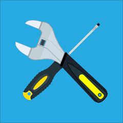 Screwdriver and Wrench crossed