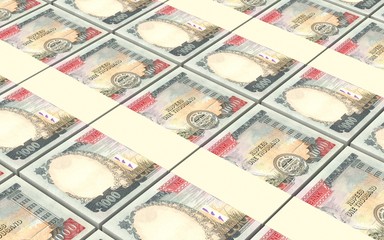 Nepalese rupee bills stacks background. 3D illustration.