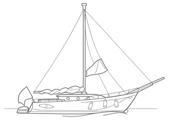 Outline sailing ship yachts 