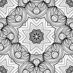 Vector Seamless Monochrome Ornate Pattern