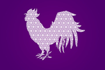 Fototapeta na wymiar lace fishnet rooster - a symbol of 2017