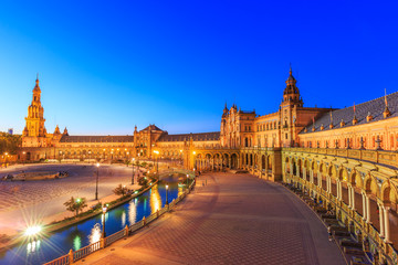 Fototapeta na wymiar Seville, Spain. Spanish Square (Plaza de Espana)
