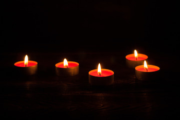 candles at wooden table