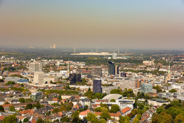 panoramic view of downtown dortmund and stadium, germany