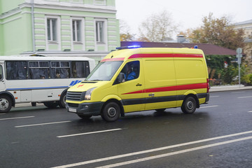 Moscow, Russia - October, 7, 2016: Emergency car in a center of Moscow, Russia