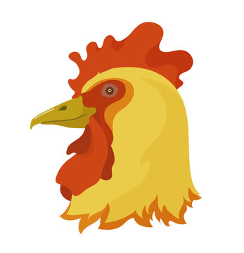 Symbol of a new year 2017 golden rooster, color vector illustration of its head