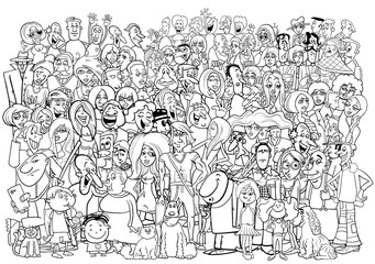 black and white people crowd