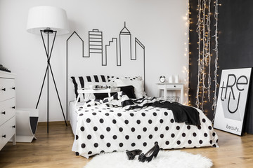 Obraz premium Black and white bedroom