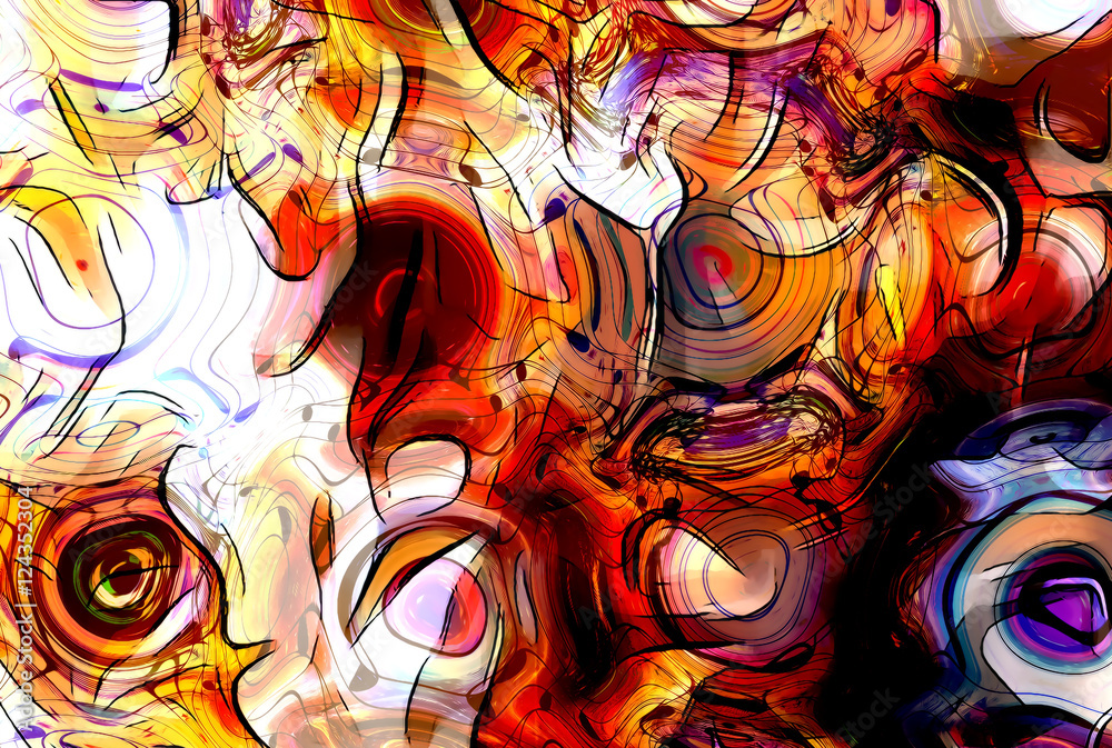 Aufkleber graphic design illustration of notes and note lines in circle structure, music concept.
