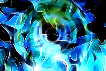 Obraz premium abstract colorful background with spots and linear structutes, computer graphic design.