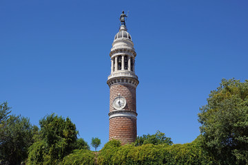 Fototapeta premium brick clock tower in Italy