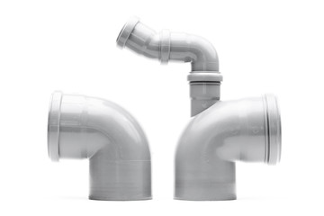 New gray drain pipes isolated on a white background