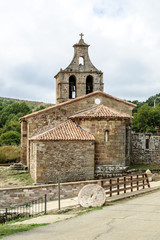 Fototapeta na wymiar sight of the Romanesque church of St Martin Bishop in the Salcedillo town in Palencia, Castile and León, Spain