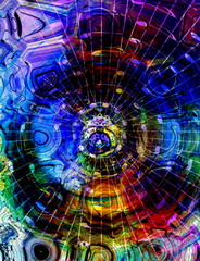 graphic design illustration of notes and note lines in circle structure, music concept.