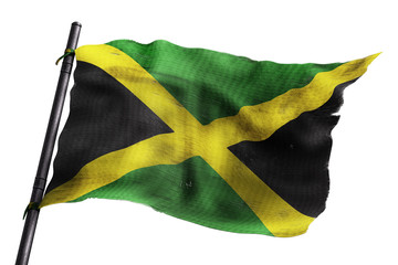 Drapeau de la Jamaïque, usé sur fond blanc 