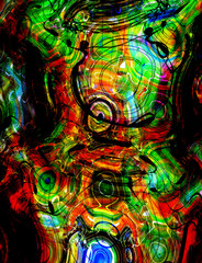 graphic design illustration of notes and note lines in circle structure, music concept.