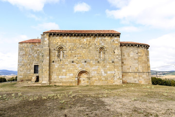 Fototapeta na wymiar sight of the Romanesque church of san Martin Obispo in the Matalbaniega town in Palencia, castile and leon, Spain
