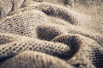 Knitted fabric wool texture close up