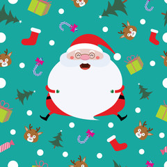 Pattern Seamless, background with Christmas Santa, vector cartoon