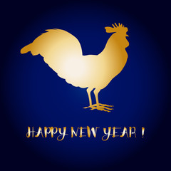 Fototapeta na wymiar Golden glitter rooster on black background. Chinese calendar