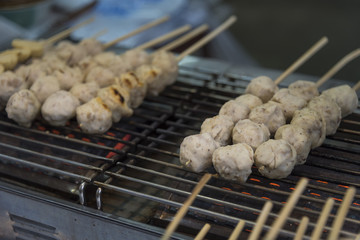 Meatball - Thai street  food meatball grilled. 