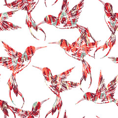 Tropical seamless pattern with bird.