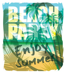 Tropical beach summer print with slogan.