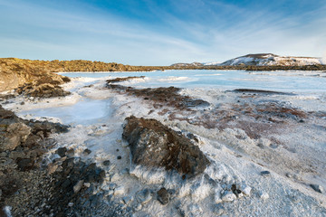 An der blauen Lagune, Island im Winter