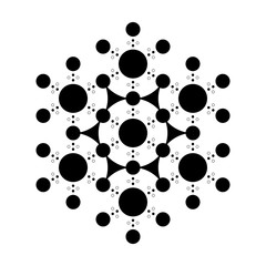 Black and white pattern flower of life, abstract sacred geometry, alien crop circle, vector