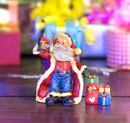 Santa Claus doll and gift decoration for merry christmas and happy new year