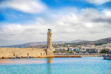 Cercles muraux Monument artistique Rethymno old Venetian harbor with the Egyptian lighthouse