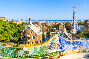 Park Guell by architect Antoni Gaudi, Barcelona, Spain