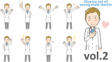 Diverse set of young male doctor , EPS10 vector format vol.2