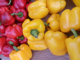 Directly above shot of bell peppers for sale
