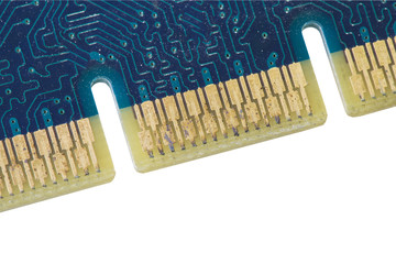 Old printed circuit board from graphic card clipping path isolat