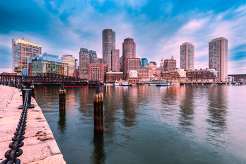 Fototapeta na wymiar Boston, Massachusetts, USA city skyline at the harbor.