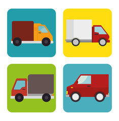 collection trucks delivery icons design vector illustration