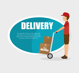 man courier delivery cardboard boxes vector illustration 