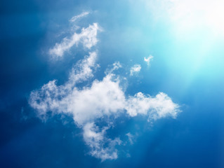 Fototapeta premium Blue sky with clouds and sun