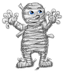 Cute scary Halloween mummy