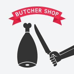 butcher cuts meat