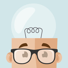 Nerdy head with a hipster glasses