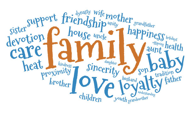 Family word cloud on white background, social concept, vector illustration.