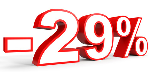 Discount 29 percent off. 3D illustration on white background.